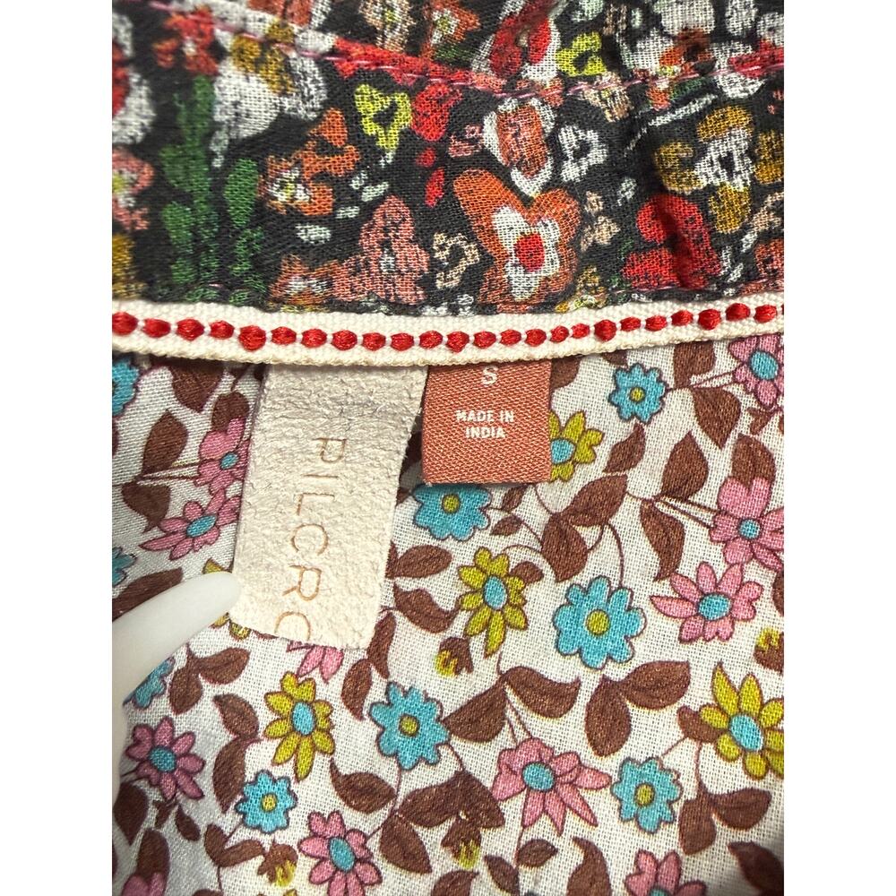 Pilcro Floral Print Ruffled Front Button Up Blouse, Size S - Picture 8 of 10
